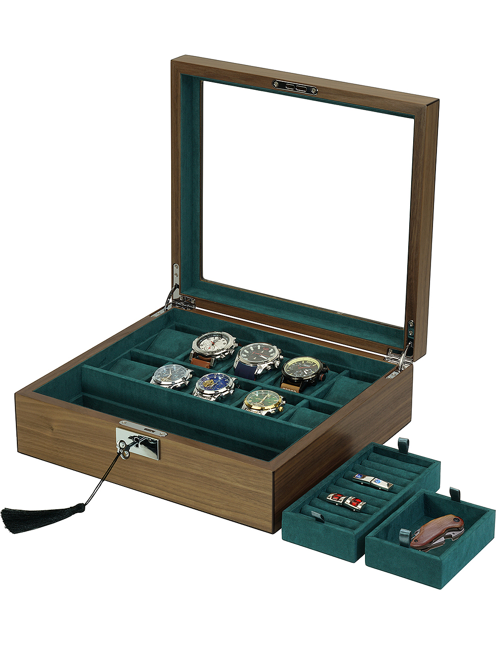 Rothenschild watch box & jewelry box RS-2443-W for 10 watches + 2 compartments