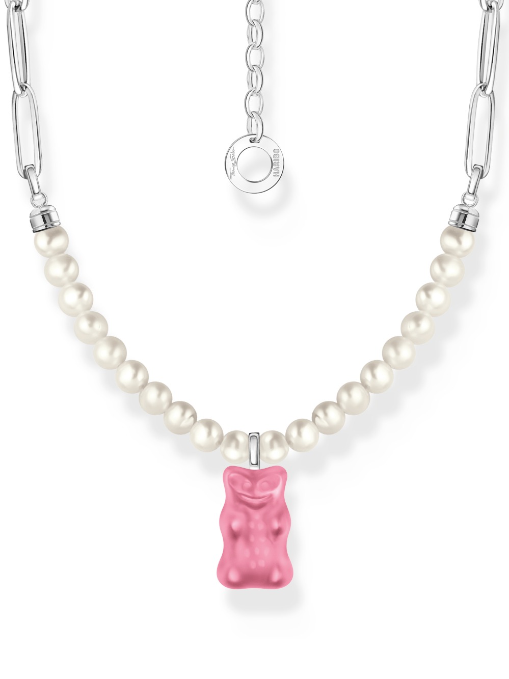 Thomas Sabo KE2207-082-9-L45V Link Chain with Pearls and pink Gold Bears Pendant 40-45 cm Ladies