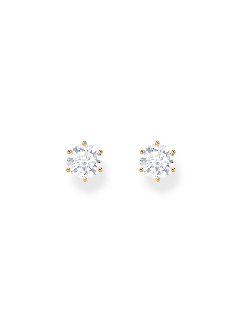 Thomas Sabo H2301-414-14 Gold-plated Ear Studs with white Brilliant-cut Stone 6,0 mm Ladies