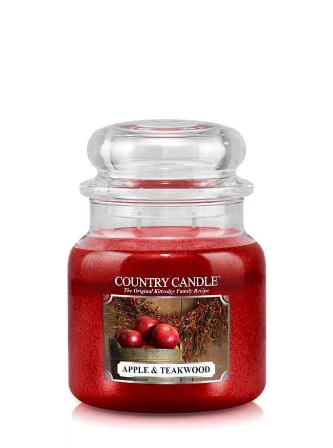 Country Candle Apple & Teakwood vonná svíčka střední 2-knotová (453 g)