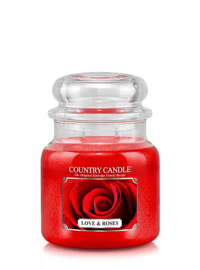 Country Candle Love & Roses vonná svíčka střední 2-knotová (453 g)