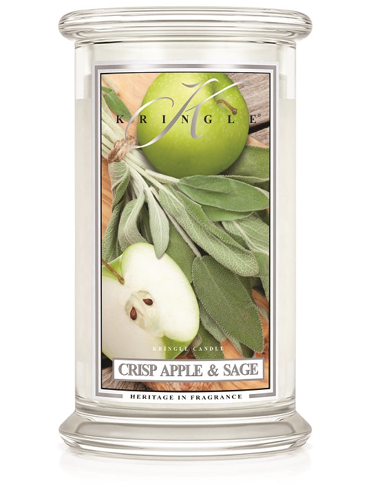 Kringle Candle Crisp Apple & Sage vonná svíčka velká 2-knotová (624 g)