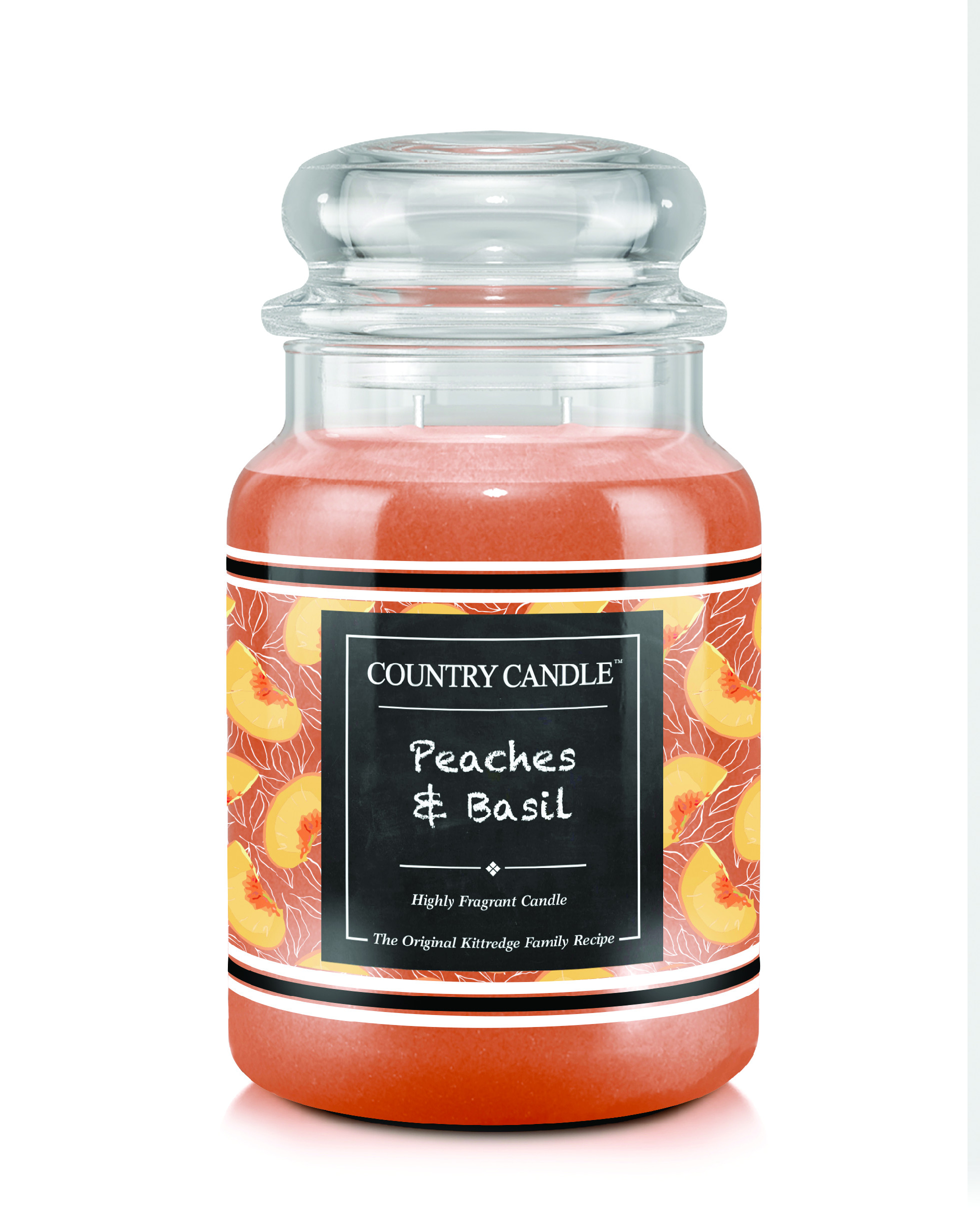 Country Candle FARMSTAND Peaches & Basil vonná svíčka velká 2-knotová (652 g)