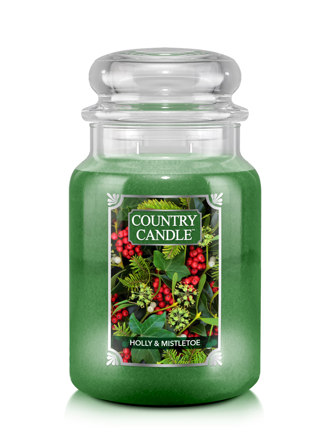 Country Candle Holly & Mistletoe vonná svíčka velká 2-knotová (652 g)