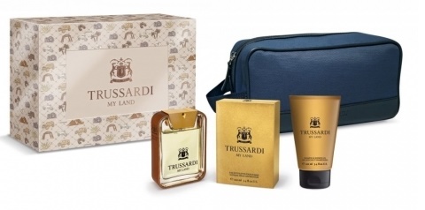 Trussardi My Land Dárková sada toaletní voda 100ml + sprchový gel 100ml + kosmetická taška 