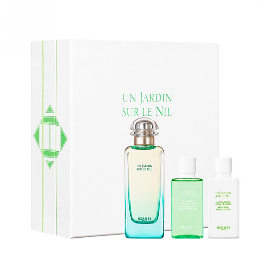 Hermes Un Jardin Sur Le Nil Dárková sada, toaletní voda 100ml + tělové mléko 40ml + sprchový gel 40ml