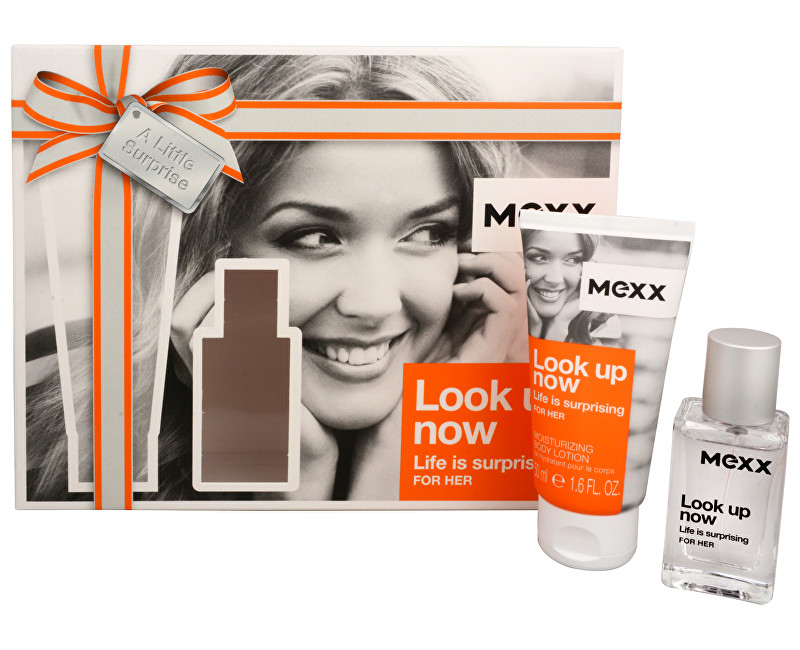 Mexx Look Up Now For Her Dárková sada, toaletní voda 15ml + tělové mléko 50ml